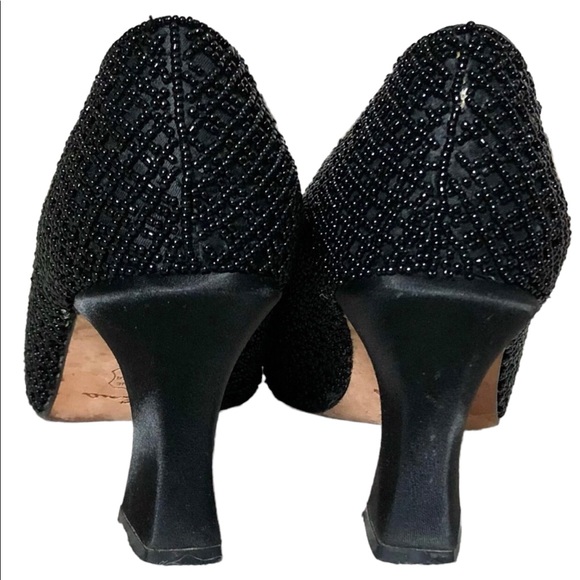 Vintage Nina Women’s Beaded Square Toe Pump Heels, Black Size 7.5 - Picture 6 of 10
